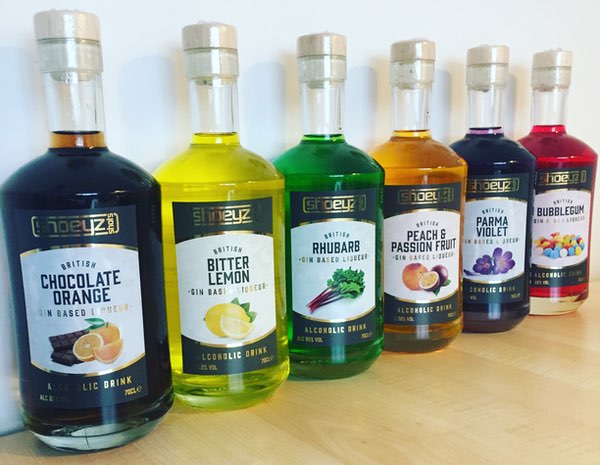 shoeyz gin bottles 6 flavours