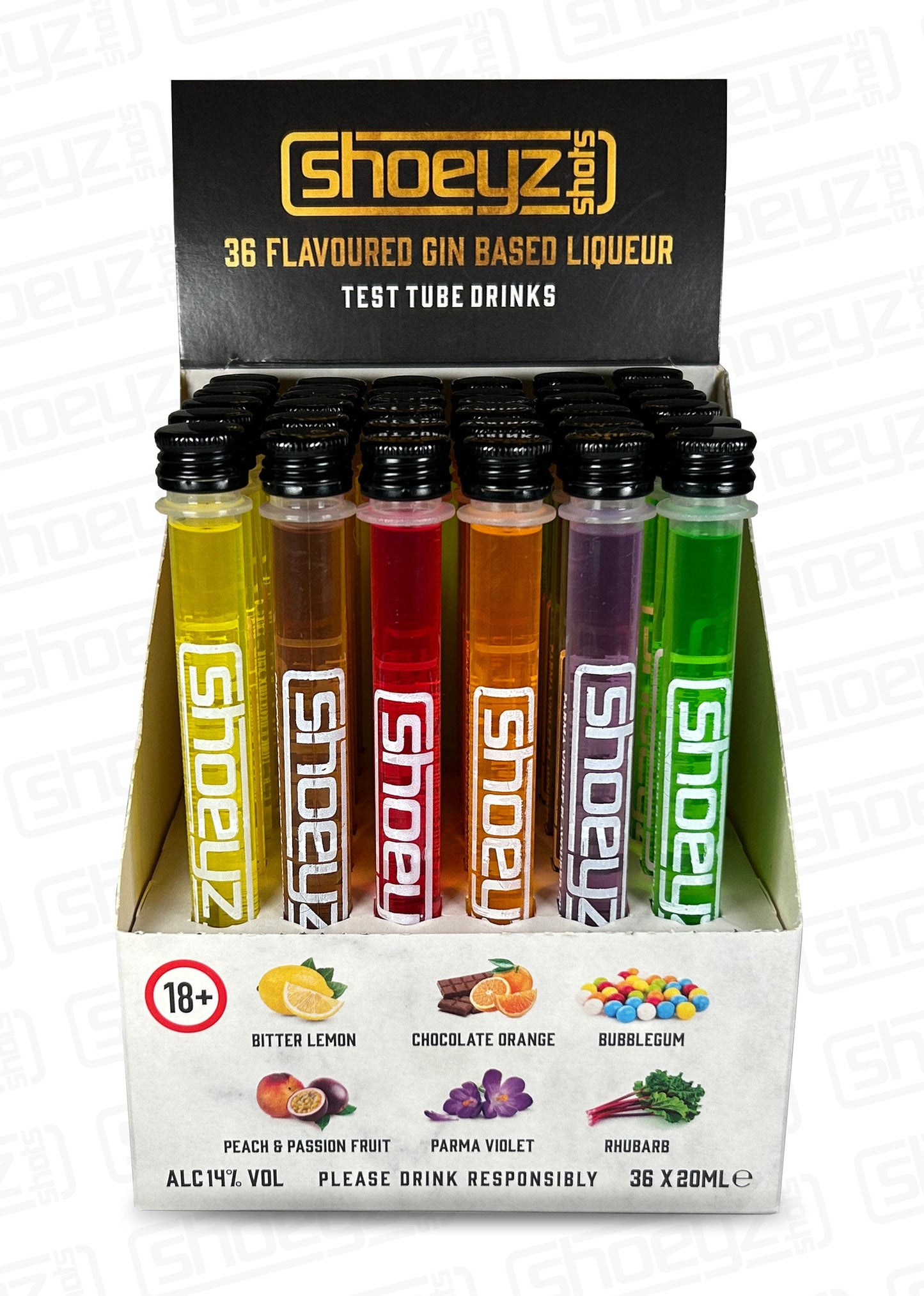 shoeyz gin test tube shots mixed case