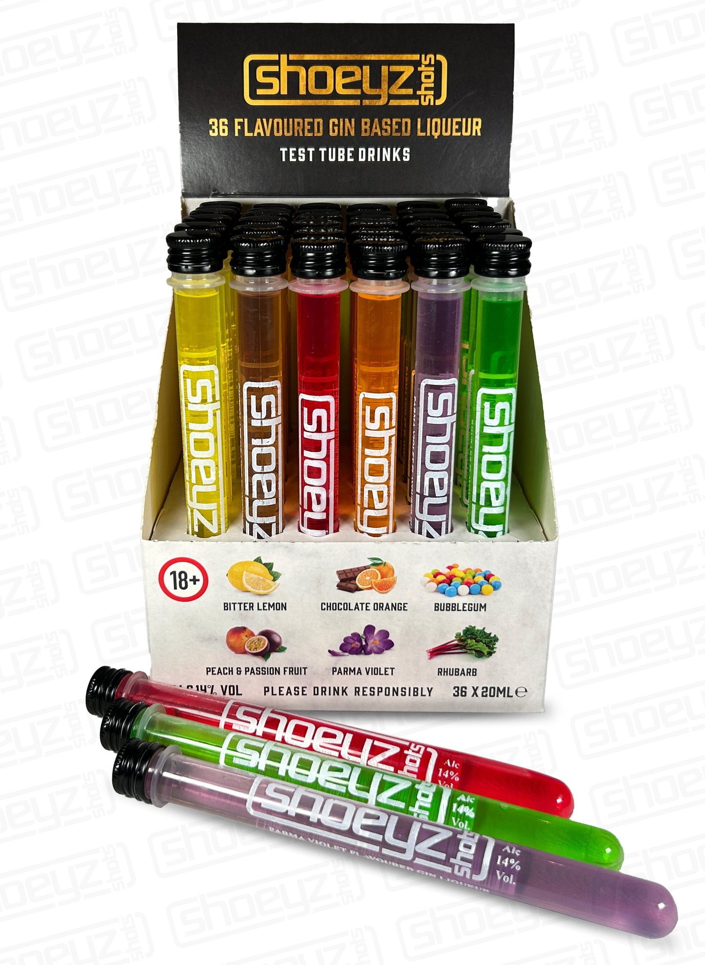 shoeyz gin test tube shots mixed case 2