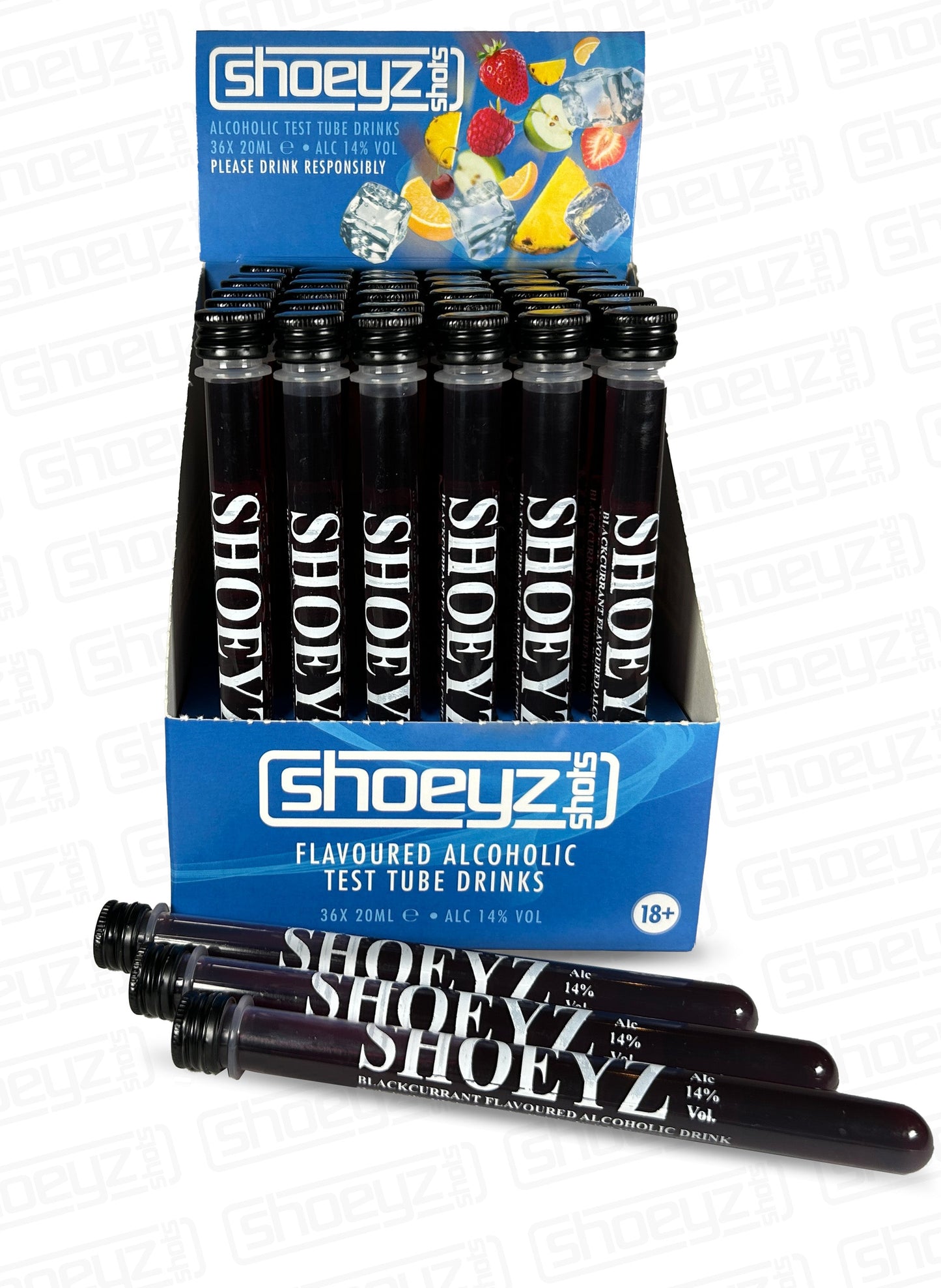 shoeyz vodka tube shots blackcurrant