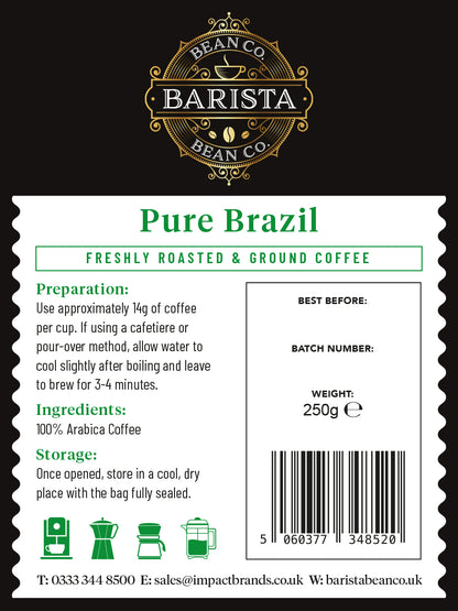 Pure Brazil Coffee (Beans or Ground) - By Barista Bean Co.