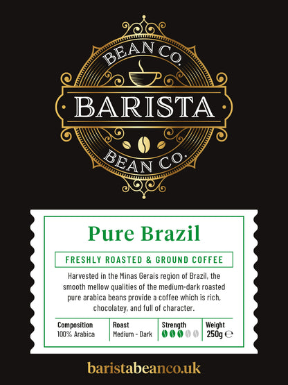 Pure Brazil Coffee (Beans or Ground) - By Barista Bean Co.