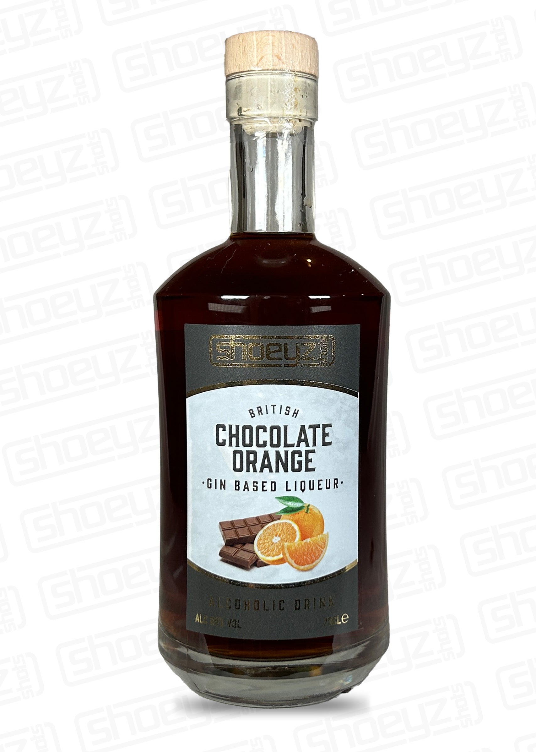 shoeyz gin bottle chocolate orange flavour front
