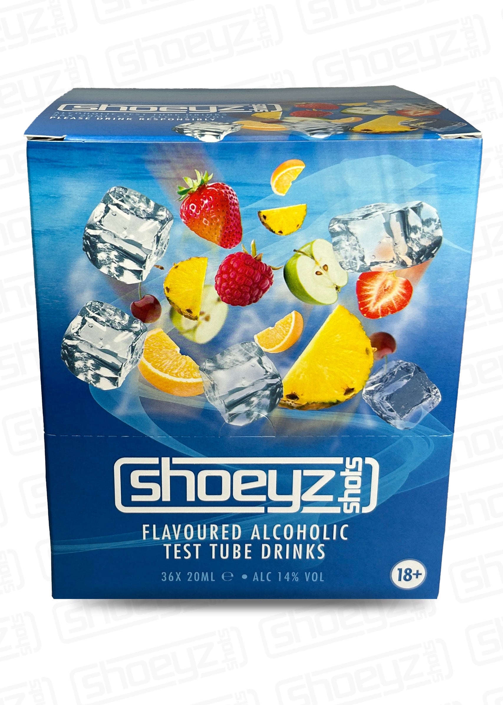 shoeyz vodka test tube shots mixed fruit front case
