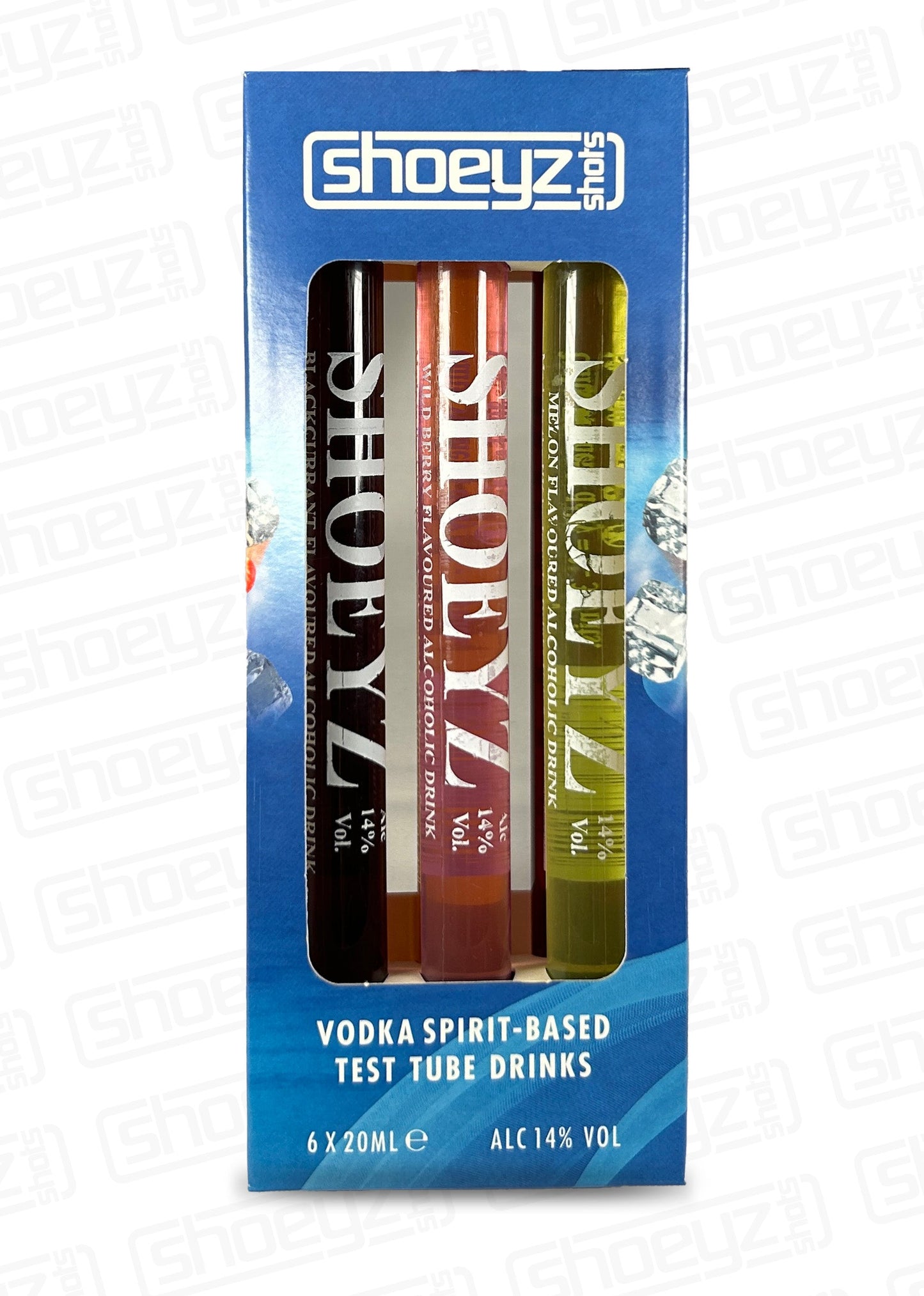 shoeyz vodka test tube shots multi flavours 6 pack
